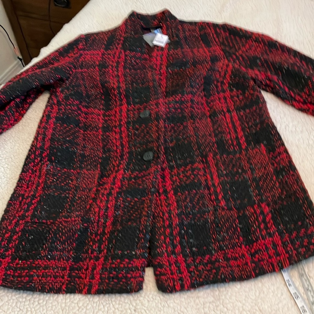 Lane Bryant Red and Black Plaid Blazer - Picture 2 of 9